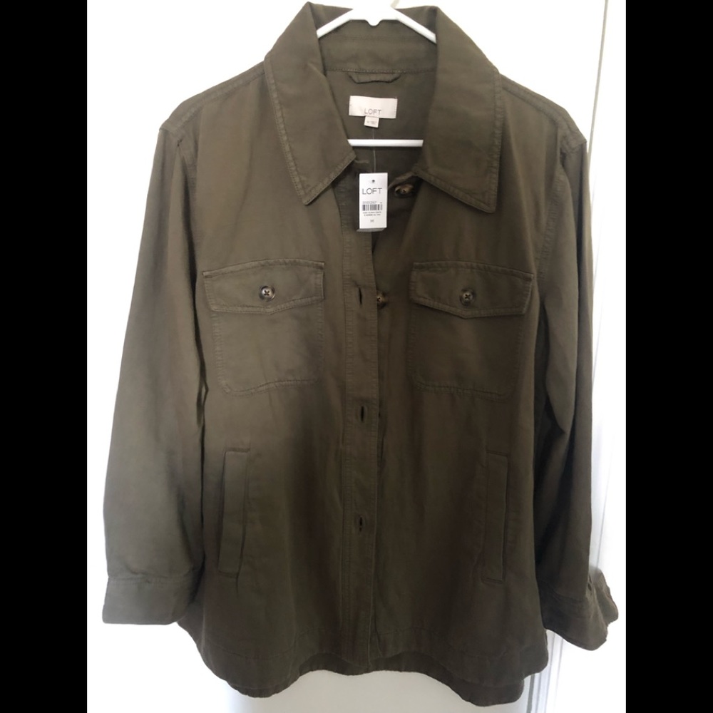 NWT Loft “shacket” olive green shirt/jacket